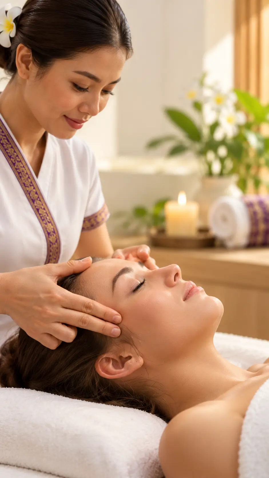 Massage van het hoofd en de slapen